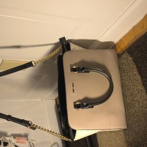 Nine West Taupe and Black Satchel